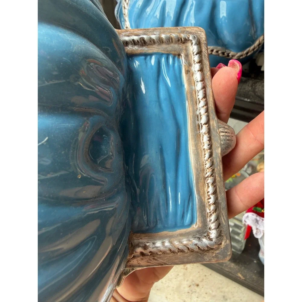 International Bazaar Blue Ceramic Coin Purse‎ Cookie Jar Vintage Style Canister